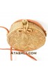 Ata round bag flower pattern with ribbon clip and leather strap